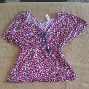 No Boundaries Floral Blouse - Pink and Blue